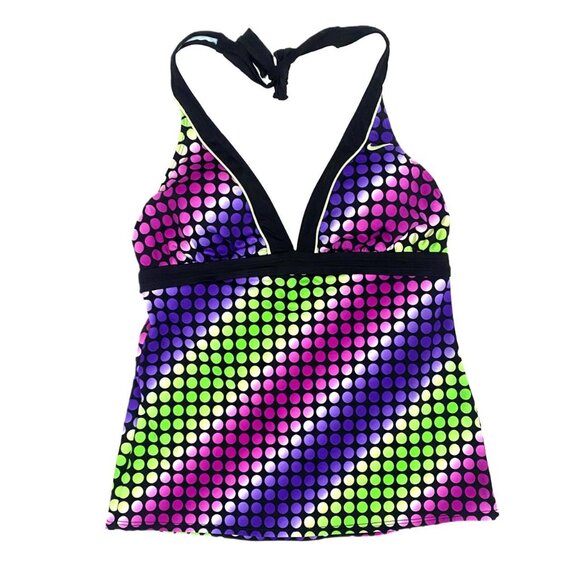 Nike purple and lime polka dot spotted halter top - Picture 1 of 2